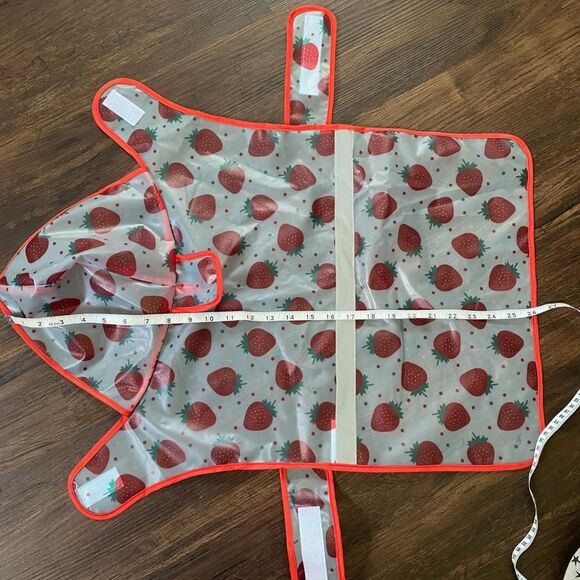 Adorable Red Clear Strawberry Dog Puppy Raincoat / Rain Jacket Size M - Picture 5 of 5